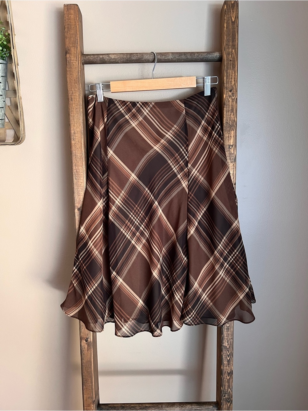 American Living Brown Plaid Circle Skirt